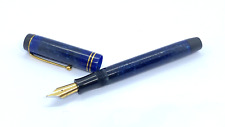 PARKER SENIOR DUOFOLD FOUNTAIN PEN IN BLUE MARBLE 14K FINE NIB MADE IN ENGLAND picture