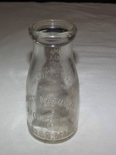 VINTAGE 1927 BELLOWS FALLS VT FIRST NATIONAL STORES MASS   1/2 PINT MILK BOTTLE picture