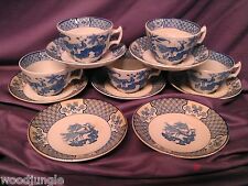 12 piece WOOD'S WOOD & SONS BLUE  YUAN COFFEE CUPS saucers  ANTIQUE  ENGLAND picture