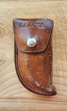 Vintage Lakota Lil' Hawk Folding Lockback Hunting Knife w/ Original Leather Case picture