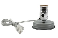 Silver Wide Mouth Mason Jar Lamp Making Kit is Pre-Wired Easy to Use for DIY picture
