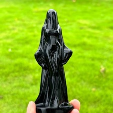 4.7” Top Natural Obsidian Quartz skull carved Crystal goddess Skull healing 1pc picture