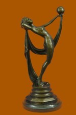 CAST REAL BRONZE SCULTURE STATUE FIGUERINE BEAUTIFUL NUDE GIRL FIGURE ARTWORK NR picture