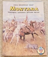 Vintage 1964 Montana Highway Map Territorial Centennial Souvenir Edition 19 x 33 picture