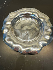 Lenox Organics Ruffle Edge Aluminum Wine Bottle Coaster Silver 7.25 in picture