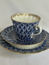 Lomonosov Imperial Porcelain Forget Me Not Teacup Saucer Plate Set picture