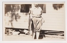 WOMEN HOLDING UP BIG FISH OUTSIDE CABIN @ GULL LAKE, BRAINERD MN c1927-40's RPPC picture