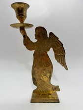 Vintage Brass Angel Taper Candle Holder Christmas Made in India  8” Tall picture