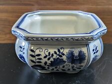 Octagonal Planter Delft Blue White Floral Scroll Patterns picture