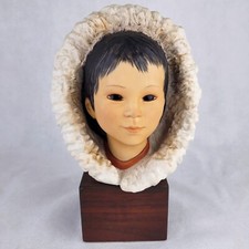 Cybis Figurine Eskimo Inuit Bust Snow Bunting Boy Child Porcelain 1972 Retired picture