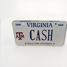 Exp Va Personalized Vanity License Plate ATM CASH Texas A&M Collegiate Man Cave picture