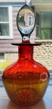 Blenko Art Glass Amberina Tangerine Glow Decanter & Free Stopper Flat Top picture