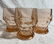 Vintage Pink Set-of-3 Georgian Flat-Tumblers 8-oz Honeycomb 1950s+ picture