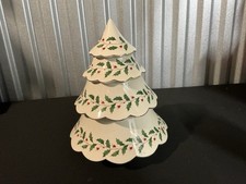 Lenox Holiday Archive Christmas Tree Cookie Jar Lid Holly Berry  Porcelain GOLD picture