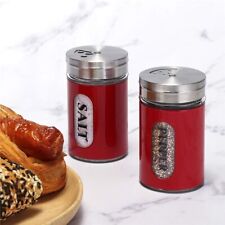 Salt and Pepper Shakers Stainless Steel and Glass Set with Adjustable Pour Holes picture