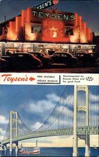 Mackinaw City Michigan MI Teysen's Restaurant Neon Sign c1950s-60s Postcard picture