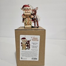 JIM SHORE Rudolph & Santa With List Ornament NEW Enesco Rudolph Traditions Rare picture
