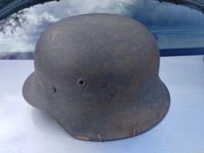 WWII WW2 German M42 ND NS66 Stahlhelm Helmet w/ tarnnetz hook and dome stamp picture