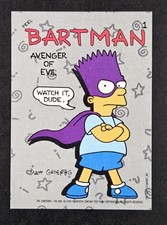 1990 Topps The Simpsons Bartman Avenger Evil #1 Sticker Bart Rookie Card picture