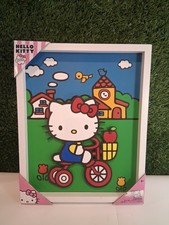Hello Kitty Sanrio 3D Shadow Box Framed Wall Art Tricycle Apple Room Decor 12x15 picture