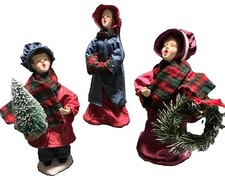 VTG 1990 Mervyn's Traditions Dickens Christmas Carolers Resin Figurines Set of 3 picture