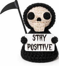 Funny Gothic Grim Reaper Crochet Plush - Spooky Cute Office Decor & Dark Humor G picture