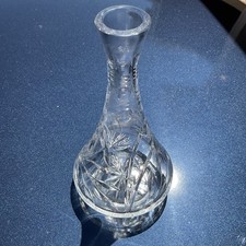Vintage Cut Crystal Decanter Carafe Etched Floral Butterfly 10