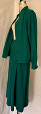 Vtg. Early 1950s GREEN WOOL FLANNEL 2 pc. SUIT,  CLASSIC TAILORED, by DOLL HOUSE picture