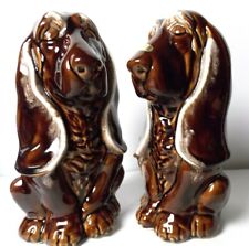 Roy Craft Pair of Large Hound Dogs Vintage 70's Ceramic Statues Chocolate Brown  picture
