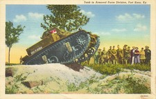 Vintage Armored Force Division Tank Fort Knox Kentucky Curteich Linen Unposted picture