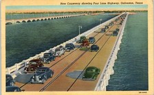 New Causeway Showing Four Lane Highway, Galveston, Texas Postcard picture