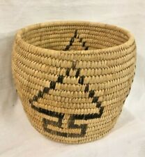 Vintage Tohono O’odham (Papago) Indian Cylindrical Coiled Basket Arrowhead Motif picture