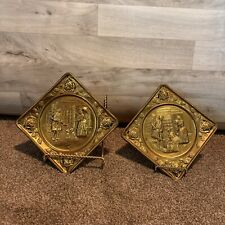 Set Of 2 Vintage Peerage Brass Plate Wall Hanging Plaques  picture
