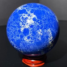 267G Rare Blue limestone  crystal ball polished crystal ball mineral sample+Stan picture