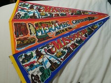 Lot Of 3 Vintage Missouri Pennants Meramec Caverns Stanton St Louis Ozarks picture