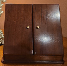 VTG Bombay Company Mahogany Desk Organizer Wooden Letter Box Cabinet picture
