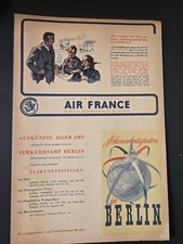1950's Vintage GERMAN AIR FRANCE TRAVEL ADVERTISING PRINT picture