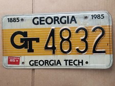 Vintage 1885 1985 Georgia Tech GT  License Plate 4832 picture