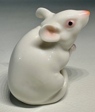 Vintage Hutschenreuther Porcelain Albino White Pink Mouse Figurine picture