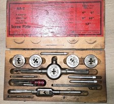Vintage GTD Greenfield Little Giant AA-2Screw Plate Tap & Die Set USA Wood Box picture