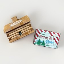 Vintage Paine's Balsam Fir Incense Log Cabin Burner with Incense Cones Wood USA picture