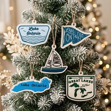 Lake Ontario Embroidered Ornament, Quiet Activism Subtle Statement Gift Decor picture