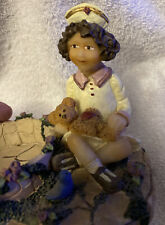 1996 Penny Buttons Resin Figurine-Nurse With Sweet Heart Bear-Votive-4
