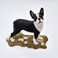Boston Terrier Figurine Sculpture Vintage Sherrat & Simpson Glass Eyes Standing  picture