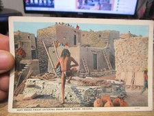 V1 ARIZONA Old Postcard Hopi Native American Indian Priest Snake Kiva Oraibi Man picture