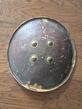 authentic Indian/India hide Dhal shield antique 19th c 1800s rajput warrior picture