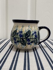 Boleslawiec Kalich UNIKAT 15 Polish Pottery Bubble Mug Signed Floral Handmade picture