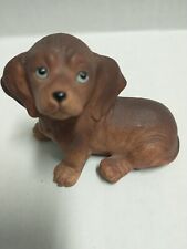 HOMCO Dachshund Puppy Figurine Porcelain Dog Brown Black 1467 VINTAGE Derpy Eyes picture