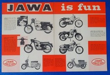 VINTAGE 1965 JAWA CZECH REPUBLIC MOTORCYCLE PRODUCT LINE-UP 2 PAGE PRINT AD picture