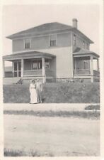 Old Photo Snapshot Man Woman Couple In Front Of Two Story House #56 Z45 picture
